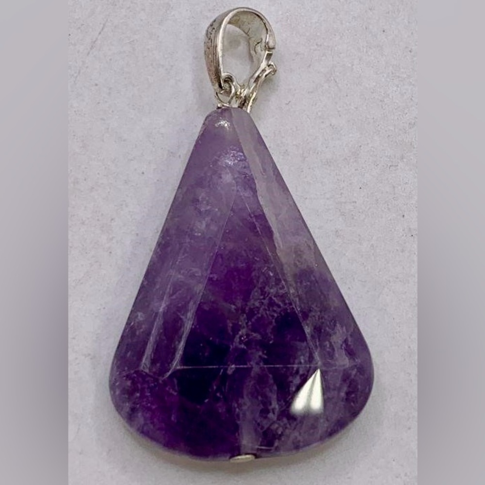 Deb Guyet Stunning Large Sterling Silver Amethyst Enhancer Pendant
